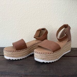 SHEIN Brown Platform Espadrille Ankle-Strap Sandals